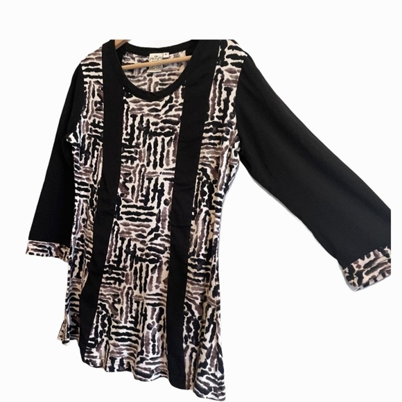 Parsley & sage boho cottagecore black purple academia print top - Picture 5 of 6